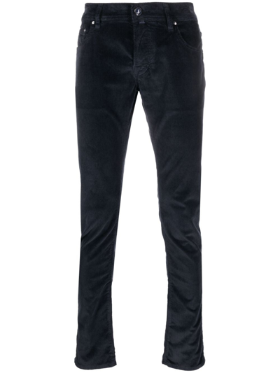 Shop Jacob Cohen Low-rise Corduroy Trousers In Blue