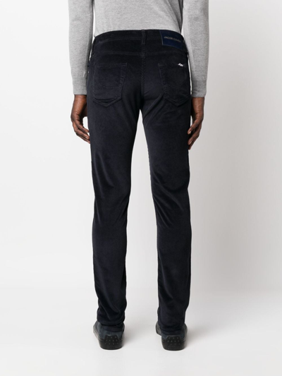 Shop Jacob Cohen Low-rise Corduroy Trousers In Blue