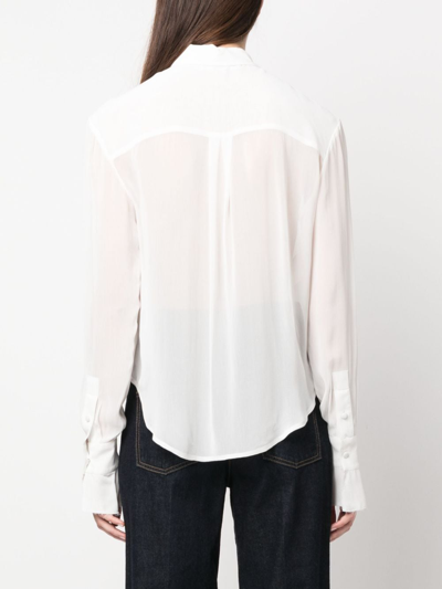 Shop Philosophy Di Lorenzo Serafini Raw-edge Long-sleeve Shirt In White