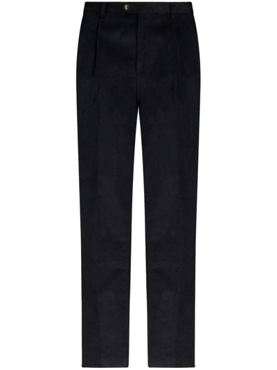 Shop Etro Floral-stripe Corduroy Trousers In Black