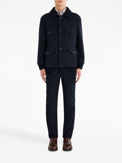 Shop Etro Floral-stripe Corduroy Trousers In Black