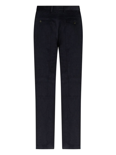 Shop Etro Floral-stripe Corduroy Trousers In Black