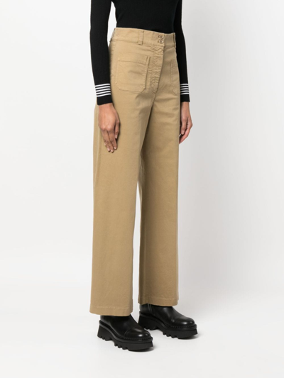 Shop Aspesi High-waist Wide-leg Cropped Trousers In Neutrals