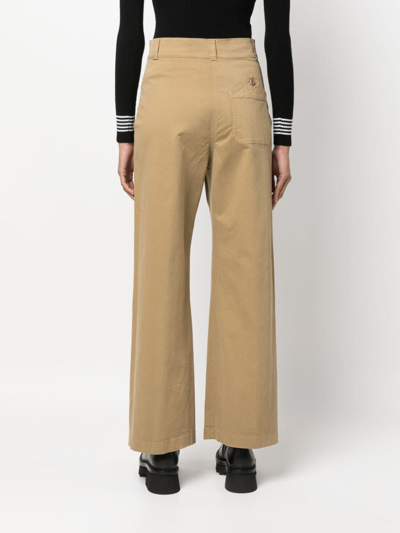 Shop Aspesi High-waist Wide-leg Cropped Trousers In Neutrals