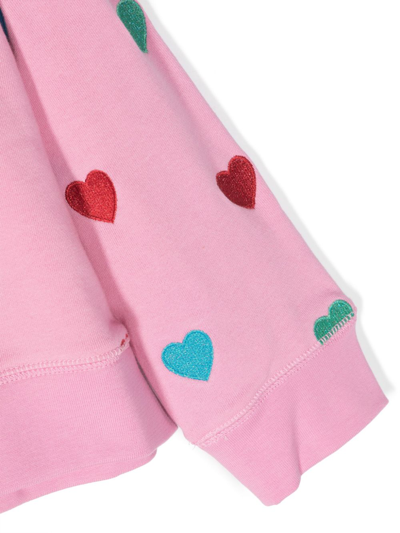 Shop Stella Mccartney Heart-embroidered Cotton Sweatshirt In Pink