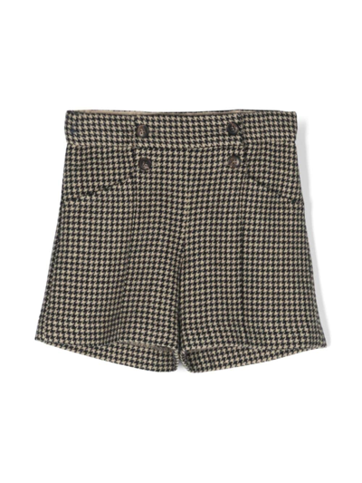 Shop Bonpoint Houndstooth-pattern Tailored Shorts In Neutrals