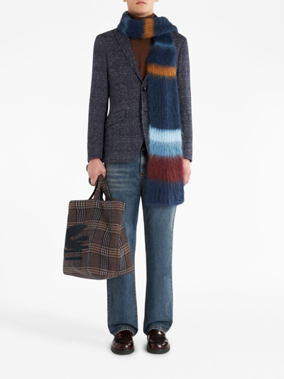 Etro Checked Single-breasted Blazer In Blue