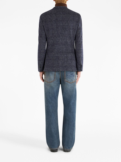 Etro Checked Single-breasted Blazer In Blue
