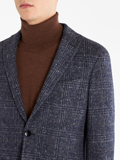 Etro Checked Single-breasted Blazer In Blue