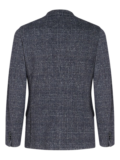 Etro Checked Single-breasted Blazer In Blue