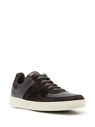 Shop Tom Ford Radcliffe Panelled Leather Sneakers In Brown