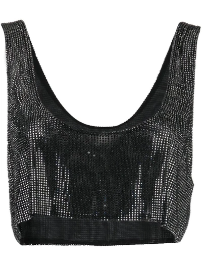 Shop Giuseppe Di Morabito Cropped Top With Crystals In Black
