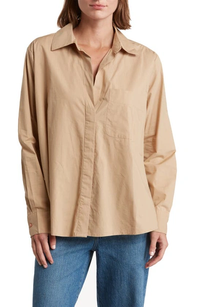 Shop French Connection Relaxed Popover Shirt In Incense