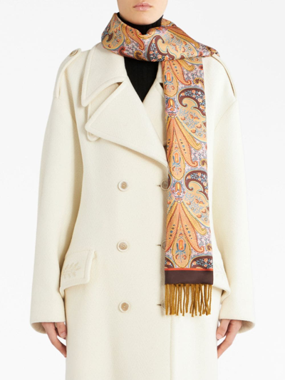 Shop Etro Paisley-print Fringed Scarf In Red