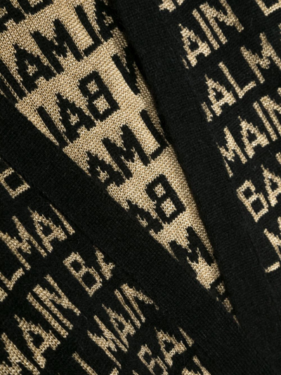 Shop Balmain Intarsia-knit Long-sleeve Cardigan In Black