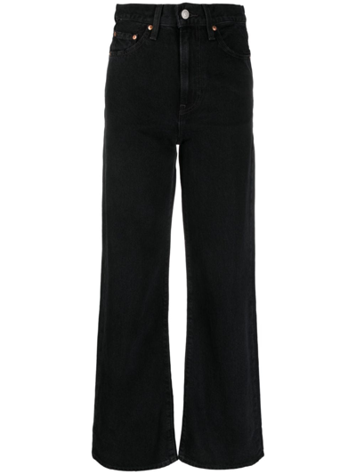 Shop Levi's Ribcage High-waisted Wide-leg Jeans In Black