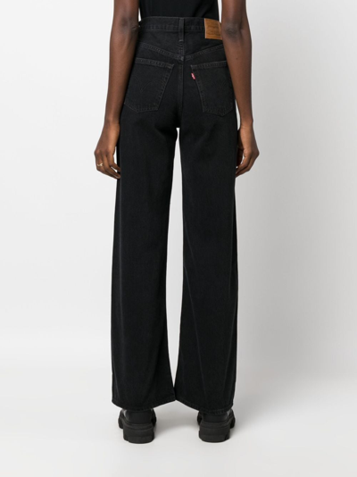 Shop Levi's Ribcage High-waisted Wide-leg Jeans In Black