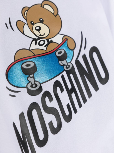 Shop Moschino Graphic-print Stretch-cotton T-shirt In White