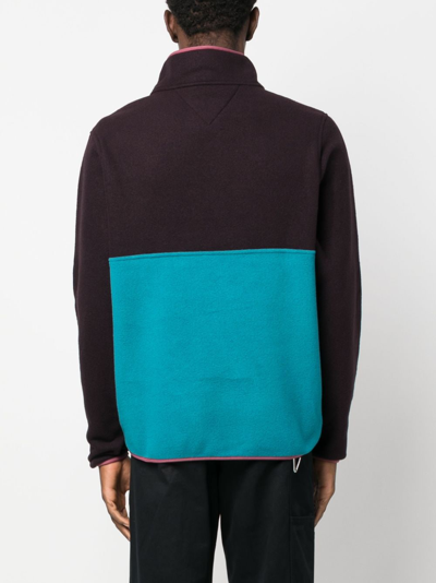 Shop Patagonia Half-zip Fleece-texture Sweatshirt In Blue