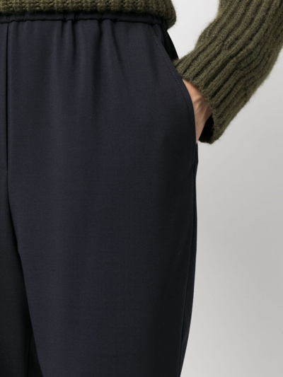 Shop Aspesi Elasticated-waist Tapered Trousers In Blue