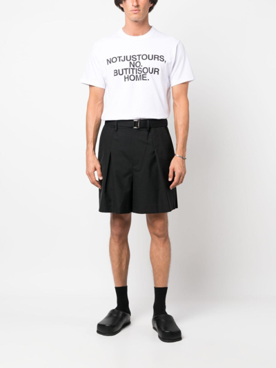 Shop Sacai Pleated Belted Shorts In Black