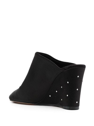Shop Forte Forte 90mm Satin High-wedge Mules In Black