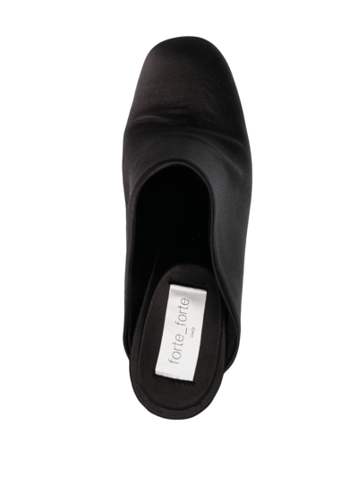 Shop Forte Forte 90mm Satin High-wedge Mules In Black