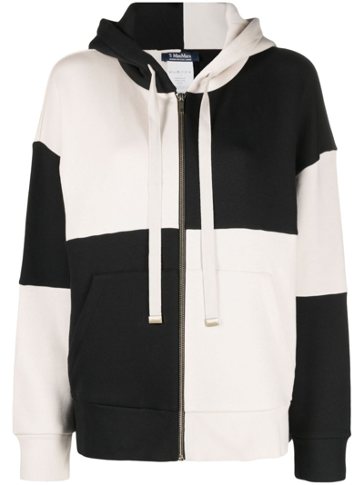 Shop 's Max Mara Exaggerated Check-pattern Zip-up Hoodie In Black