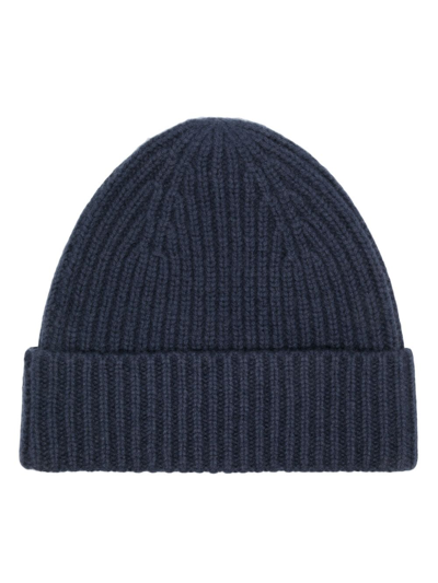 Shop Mouleta Ribbed Cashmere Beanie In Blue