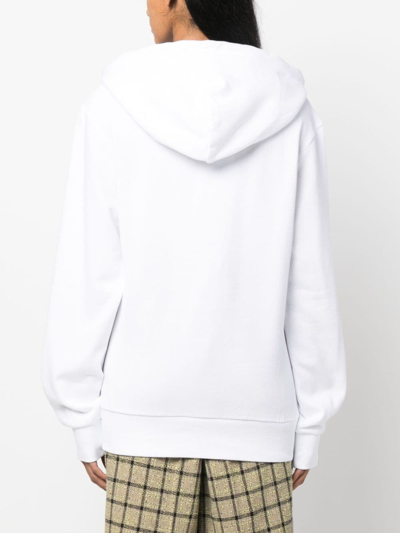 Shop Jw Anderson Logo-embroidered Cotton Blend Hoodie In White