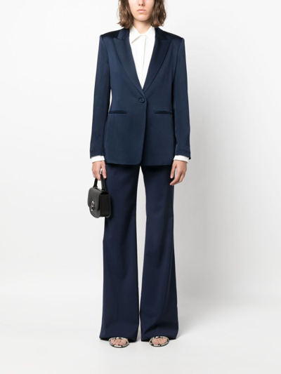 Shop 's Max Mara Single-breasted Satin-finish Blazer In Blue