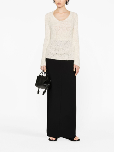 Shop By Malene Birger Round-neck Long-sleeve Top In White