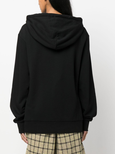Shop Jw Anderson Logo-embroidered Cotton Blend Hoodie In Black
