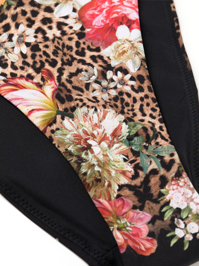 Shop Camilla Floral-print High-waisted Bikini Bottoms In Black
