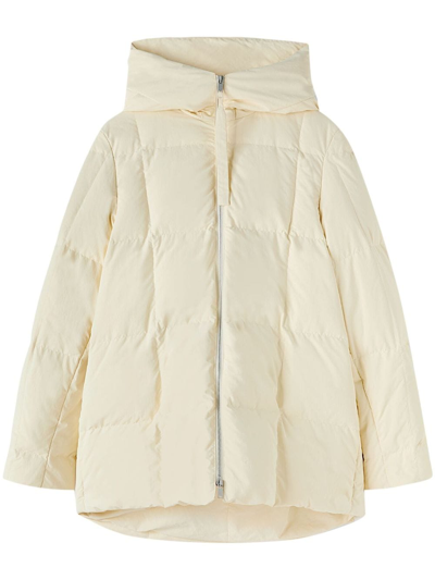 Shop Jil Sander Hooded Quilted Down Jacket In White