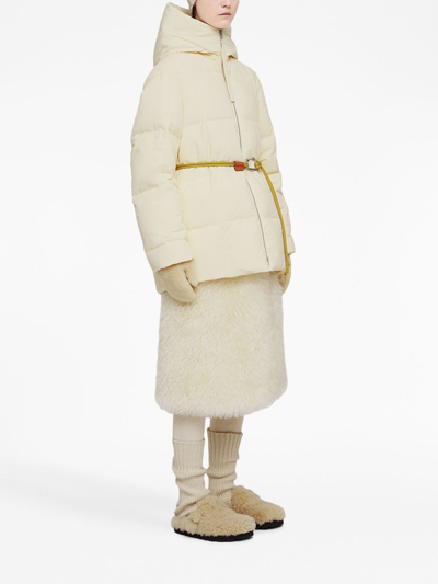 Shop Jil Sander Hooded Quilted Down Jacket In White