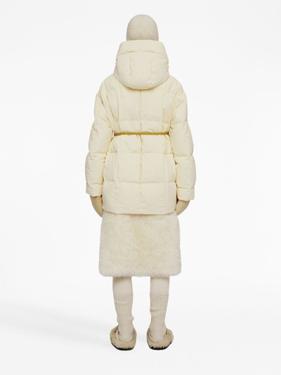 Jil Sander Cream Quilted Hooded Shell Coat In White