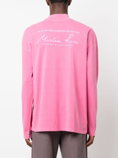 Shop Martine Rose Logo-print Long-sleeved T-shirt In Pink
