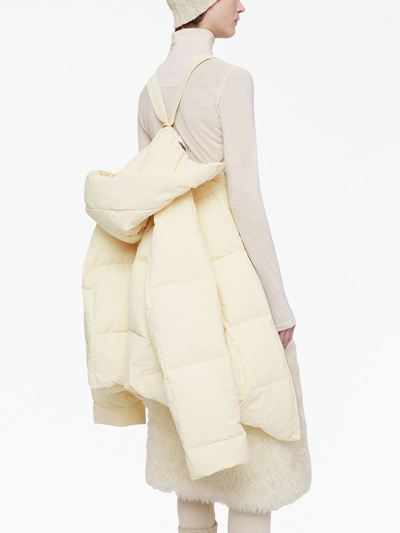 Jil Sander Cream Quilted Hooded Shell Coat In White