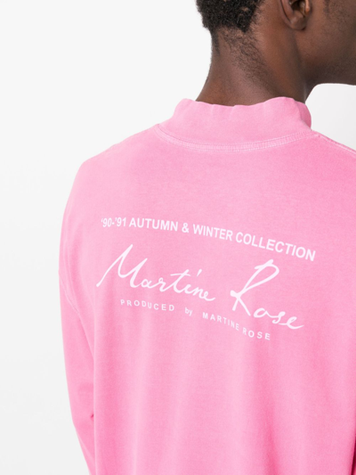 Shop Martine Rose Logo-print Long-sleeved T-shirt In Pink