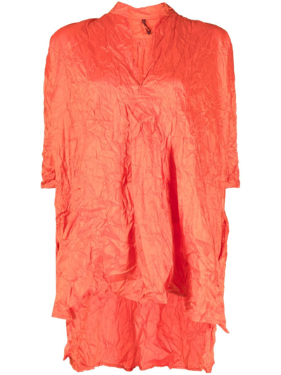 Shop Daniela Gregis Crinkled Silk V-neck Blouse In Orange