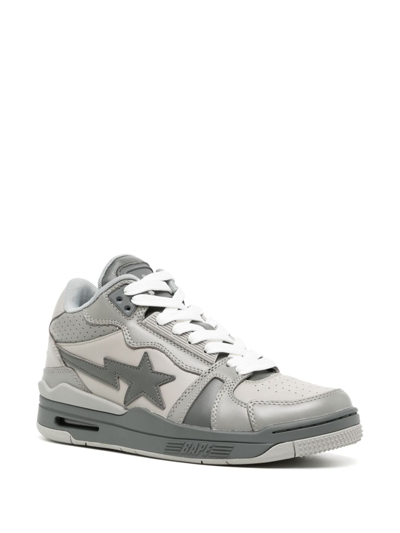 Shop A Bathing Ape Clutch Sta Leather Sneakers In Grey