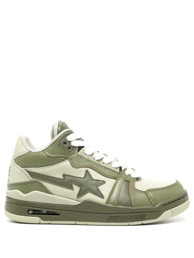 Shop A Bathing Ape Clutch Sta Leather Sneakers In Green