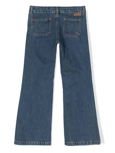 Shop Bonpoint Low-rise Straight-leg Cotton Jeans In Blue