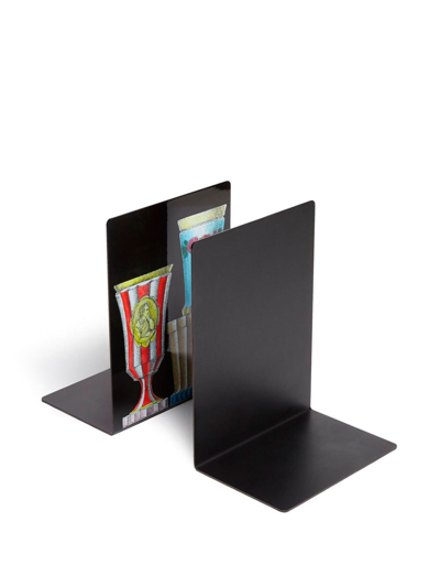 Fornasetti Bicchieri Di Boemia Graphic-print Bookends In Ner