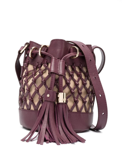 Shop See By Chloé Logo-debossed Leather Bucket Bag In Purple