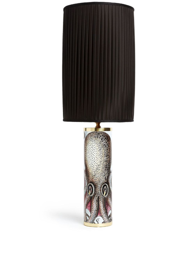 Shop Fornasetti Cylindrical Pleated Lampshade In Black