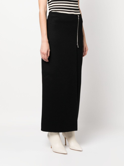 Shop P.a.r.o.s.h Zip-up Wool Maxi Skirt In Black