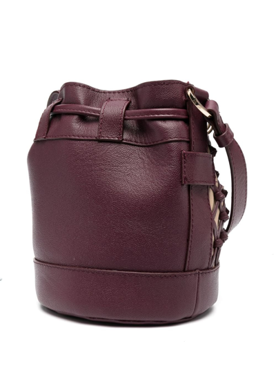 Shop See By Chloé Logo-debossed Leather Bucket Bag In Purple