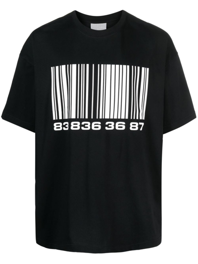 Shop Vtmnts Barcode-print Cotton T-shirt In Black